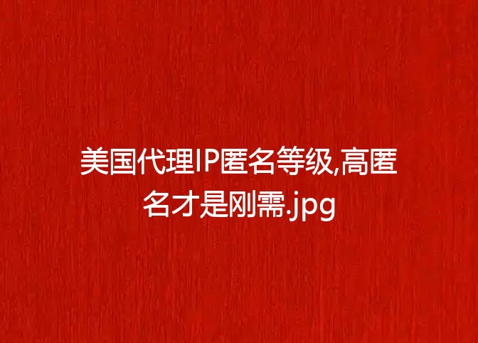 美国代理IP匿名等级,高匿名才是刚需