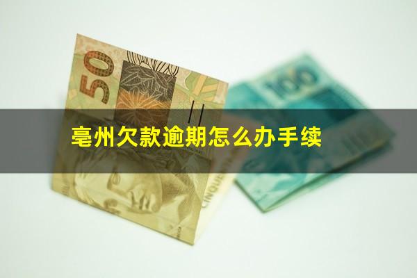 亳州欠款逾期怎么办手续
